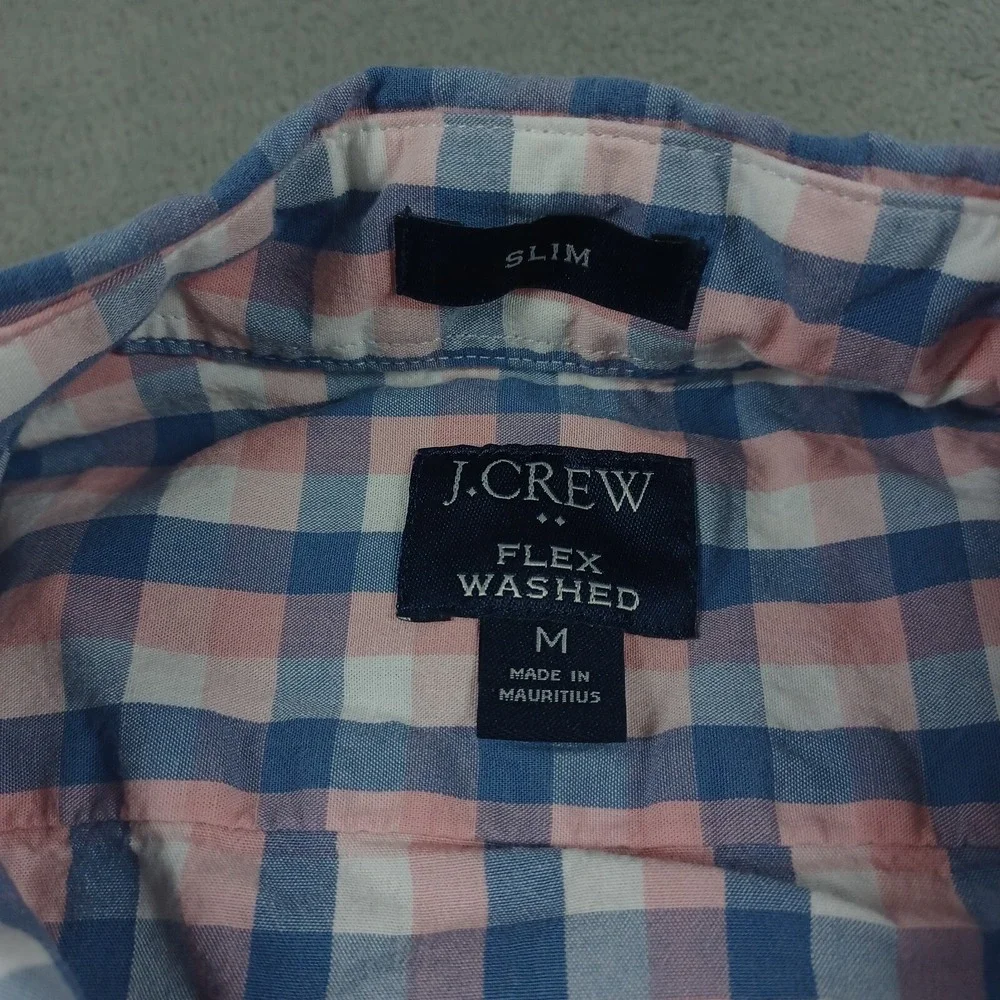 J Crew Shirt Mens Medium Blue Plaid Slim Fit Button Down‎ Preppy Modern